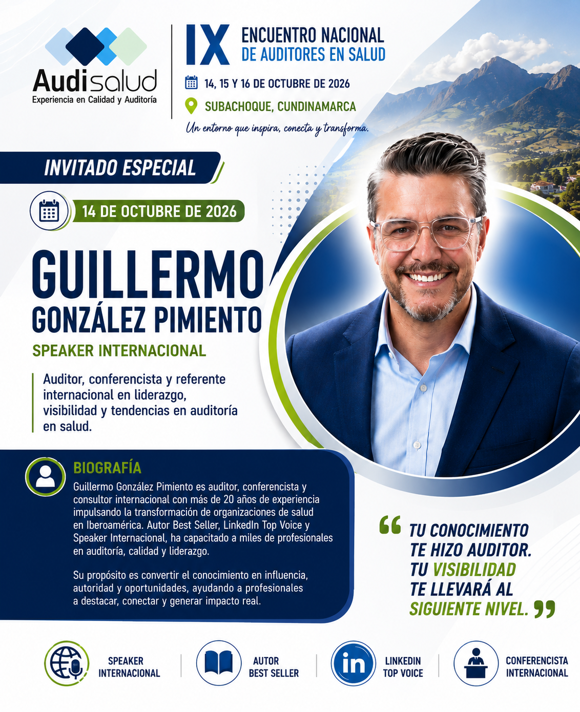 Guillermo González Pimiento — Speaker Internacional, IX Encuentro Nacional de Auditores en Salud